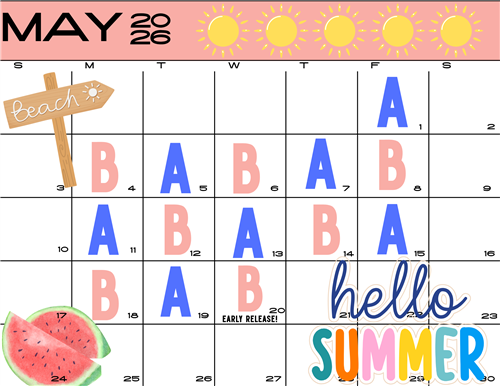 May A and B Day calendar